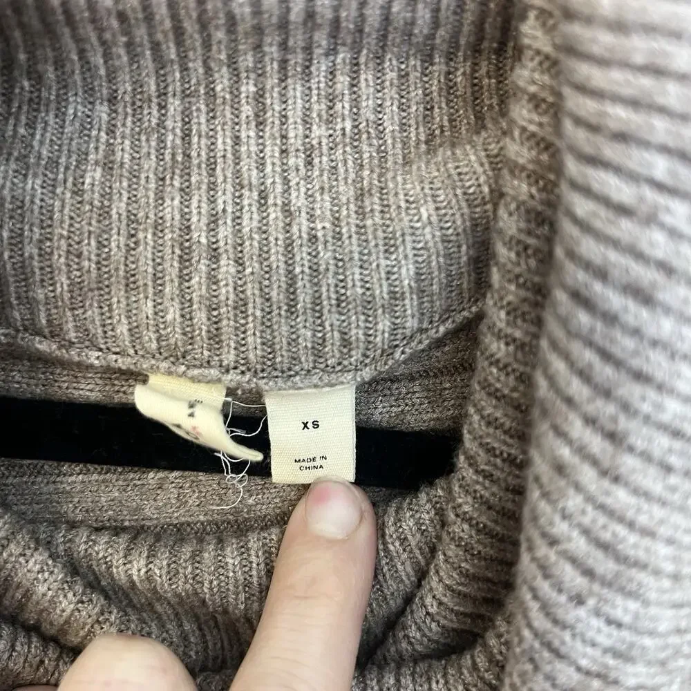 Moth‎ By Anthropologie Cowl Neck Ribbed Sweater size XS Brown/tan - Picture 3 of 11